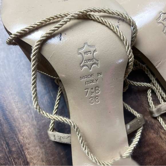 BCBGMaxAzria Gold Textile and Leather Lace Up Foot to Ankle Size 7.5 B - Picture 14 of 16